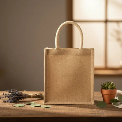 10x12x4 inch Natural Jute Bag – With Zip Anjoy Company