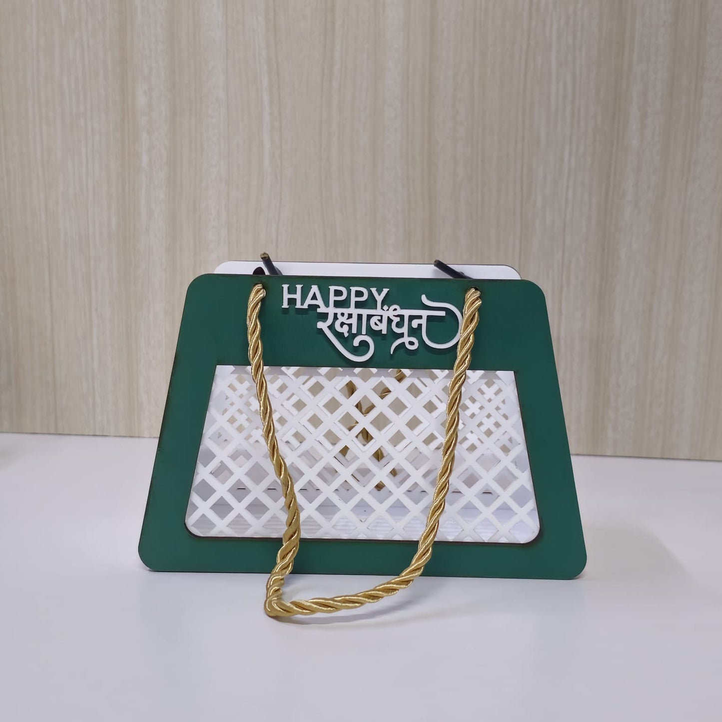 Raksha Bandhan Acrylic & Mdf Gift Basket  (GREEN) Anjoy Company