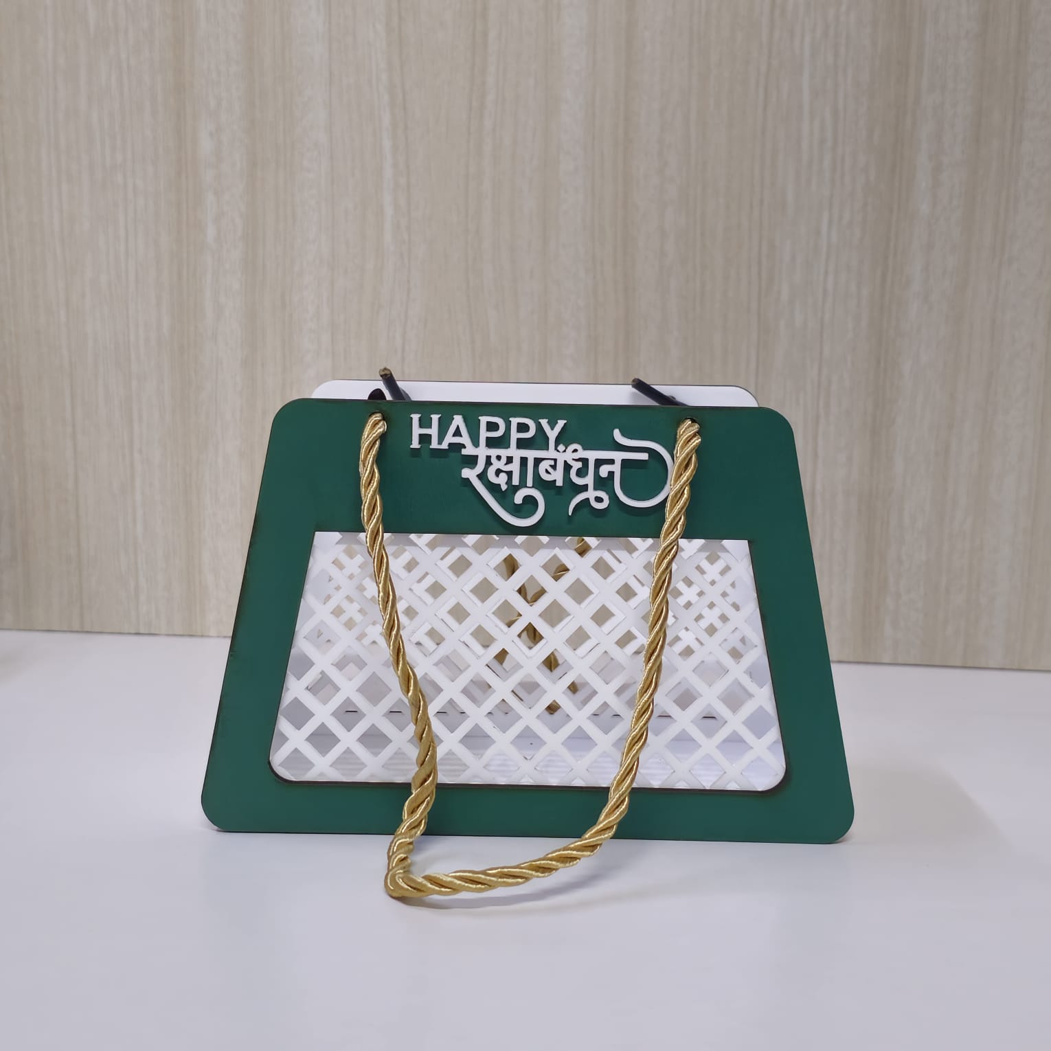 Raksha Bandhan Acrylic & Mdf Gift Basket  (GREEN) Anjoy Company